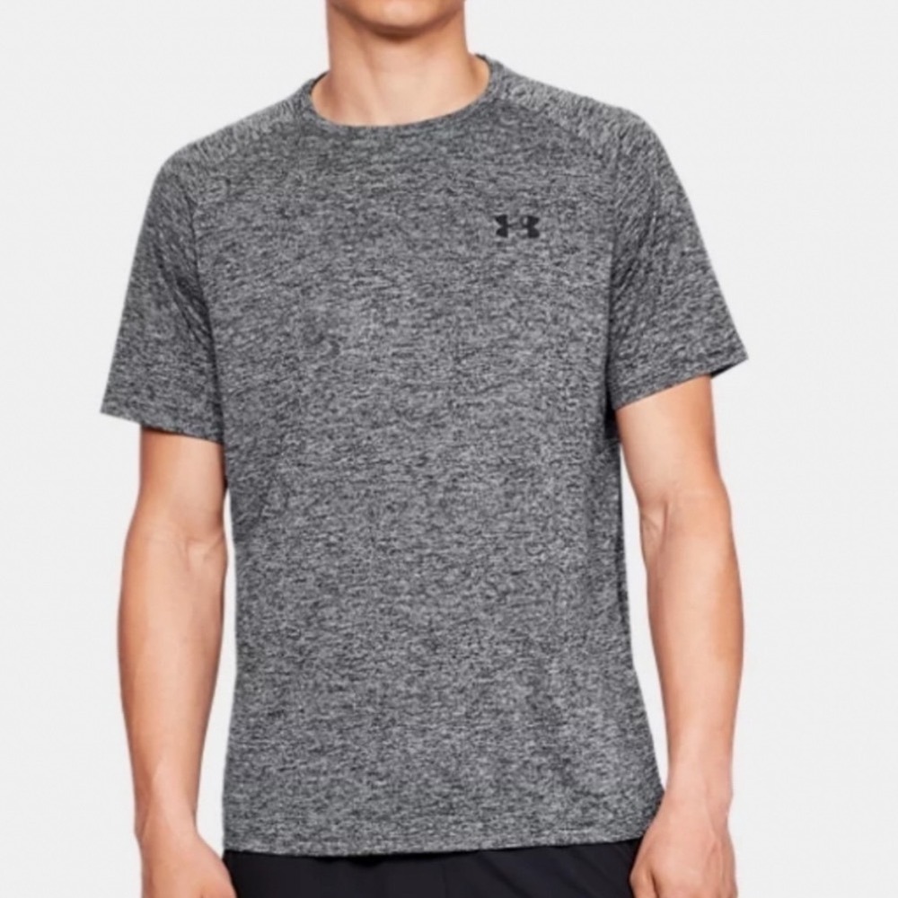 Under Armour Mens Tech Tee Short Sleeve Charcoal Gray Heather Loose Fit Large